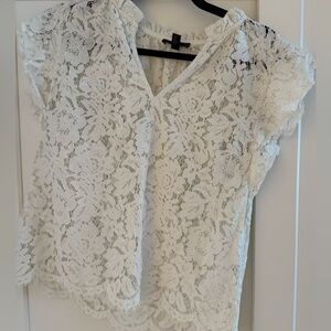 Aqua White Lace Blouse